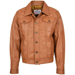 Mens Leather Lee Rider Casual Jacket Terry Crimson Tan