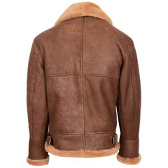 Mens B3 Sheepskin Vintage Flying Leather Bomber Jacket Crimson Tan