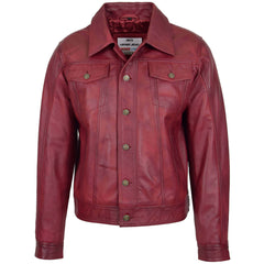 Mens Leather Lee Rider Casual Jacket Terry Ivory Burgundy