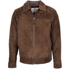 Mens Real Suede Casual Harrington Jacket Larry Topaz Brown