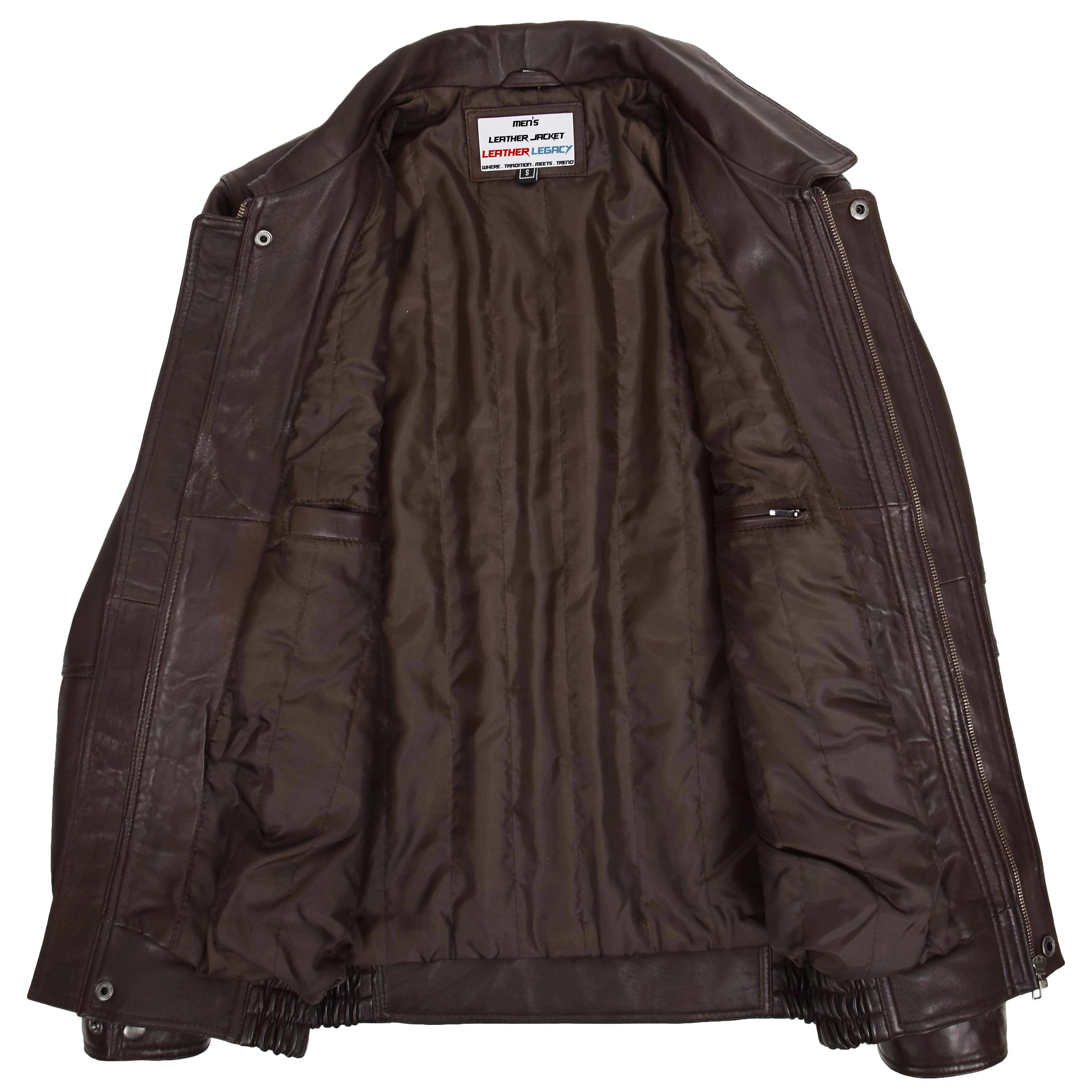 Mens Bomber Leather Jacket Classic Style Jim Topaz Brown Nappa