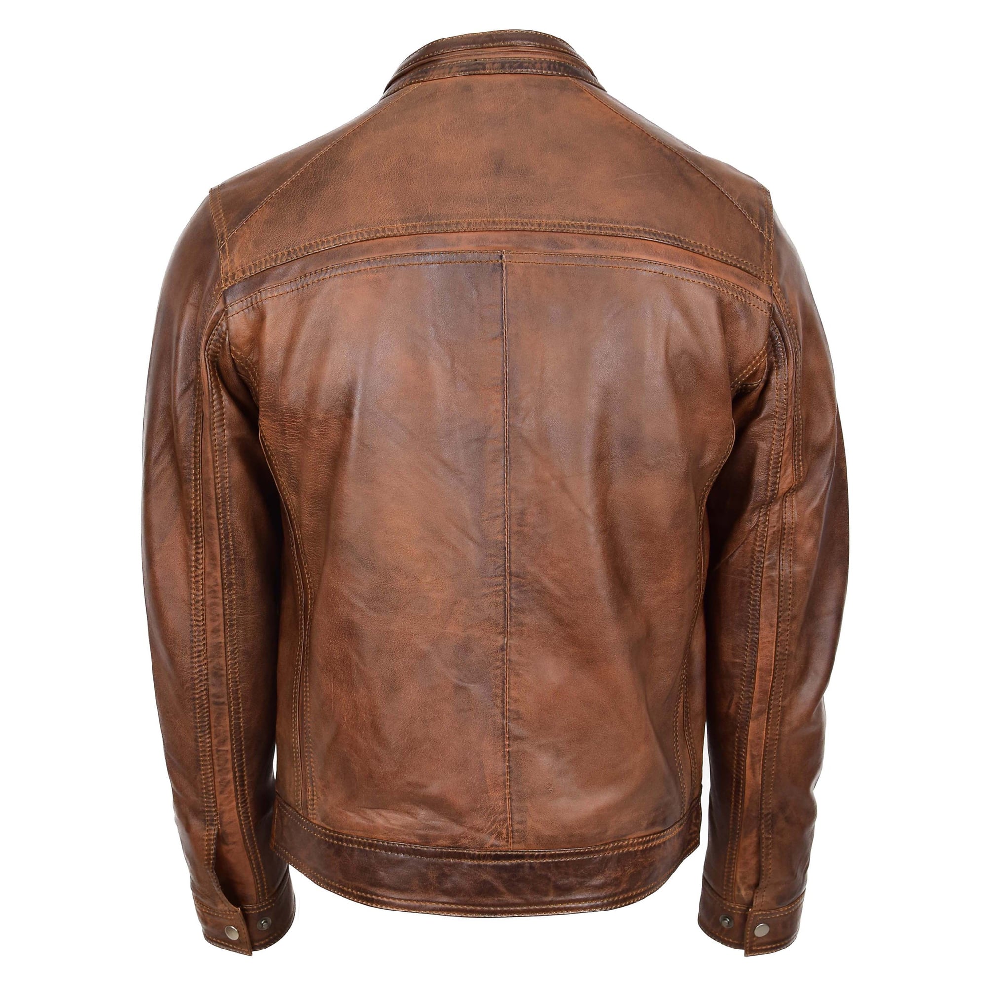 Mens Cafe Racer Leather Jacket Charlie Topaz brown