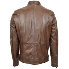 Mens Casual Biker Leather Jacket Mist Timber