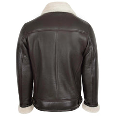 Mens Aviator Sheepskin Pilot Leather Bomber Jacket Topaz Brown White