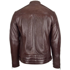 Mens Leather Cafe Racer Biker Jacket Ron Topaz brown