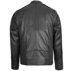 Mens Leather Casual Biker Fashion Jacket Onyx black