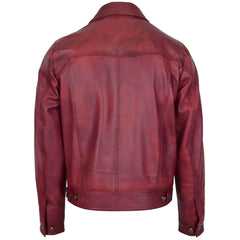 Mens Leather Lee Rider Casual Jacket Terry Ivory Burgundy