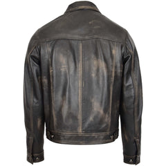 Mens Leather Lee Rider Casual Jacket Terry Onyx Black Two Tone