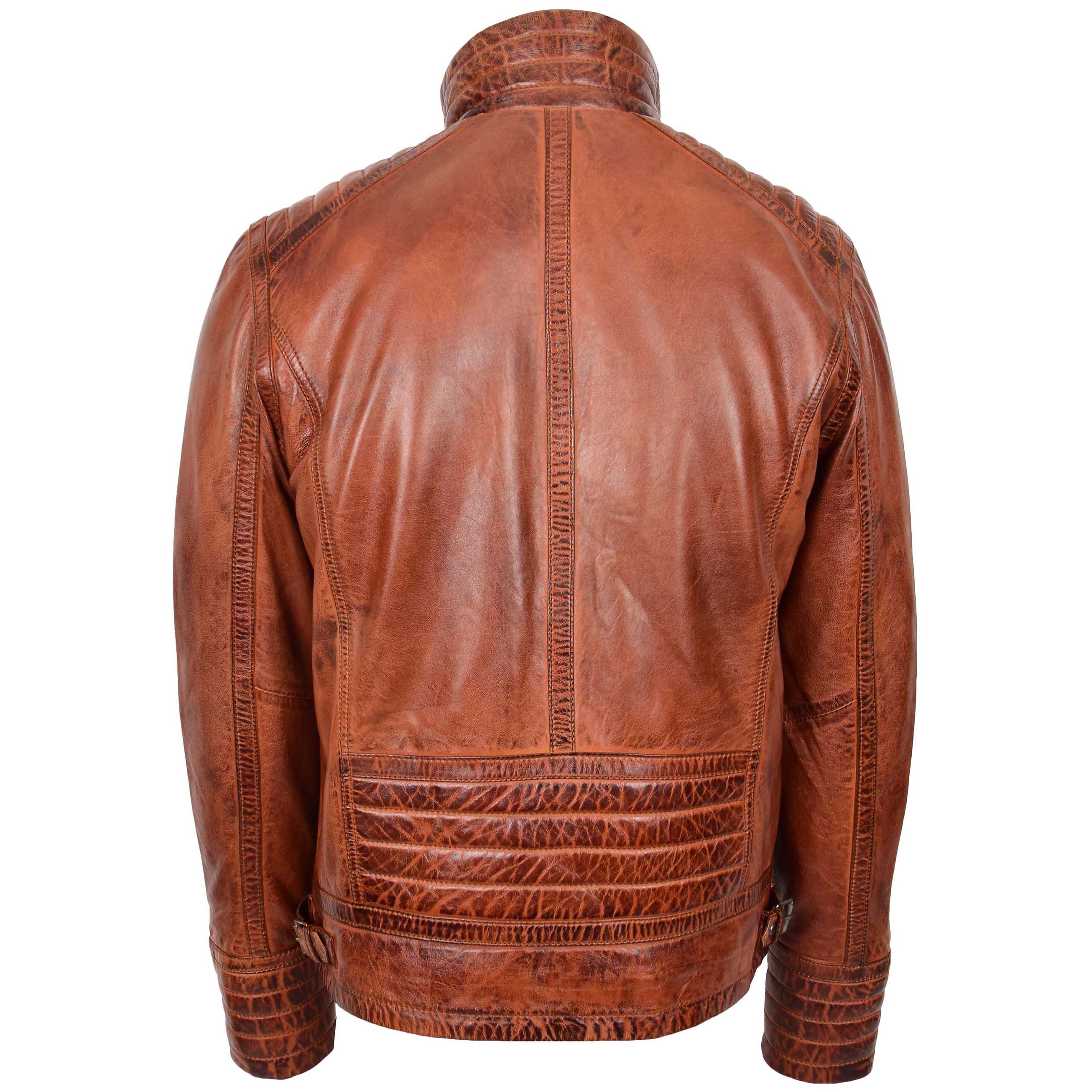 Mens Real Leather Sherpa Lined Jacket Alfie Topaz Brown