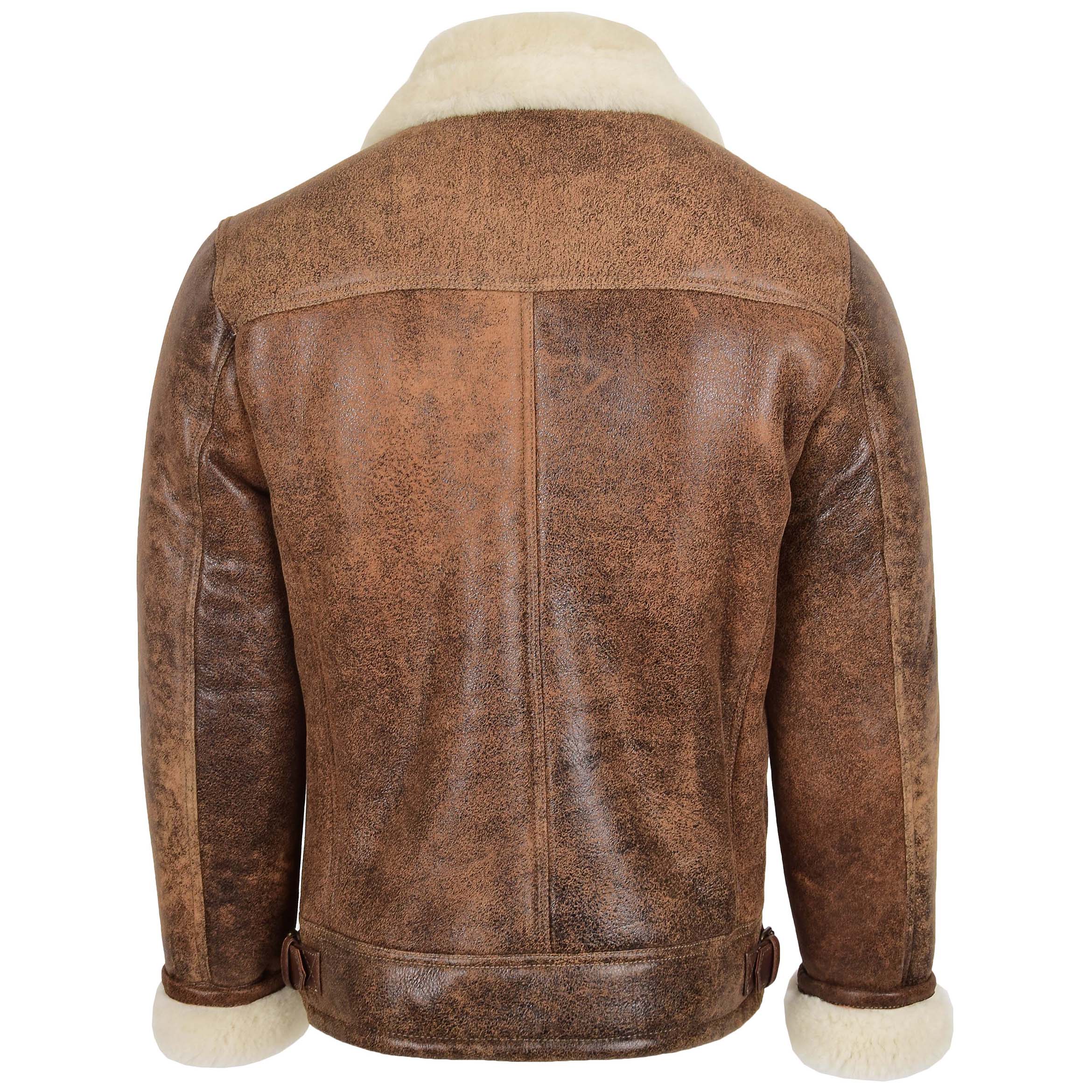 Mens Aviator Sheepskin Pilot Leather Bomber Jacket Topaz Vintage Brown