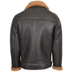 Mens Aviator Sheepskin Pilot Leather Bomber Jacket Topaz Brown Ginger