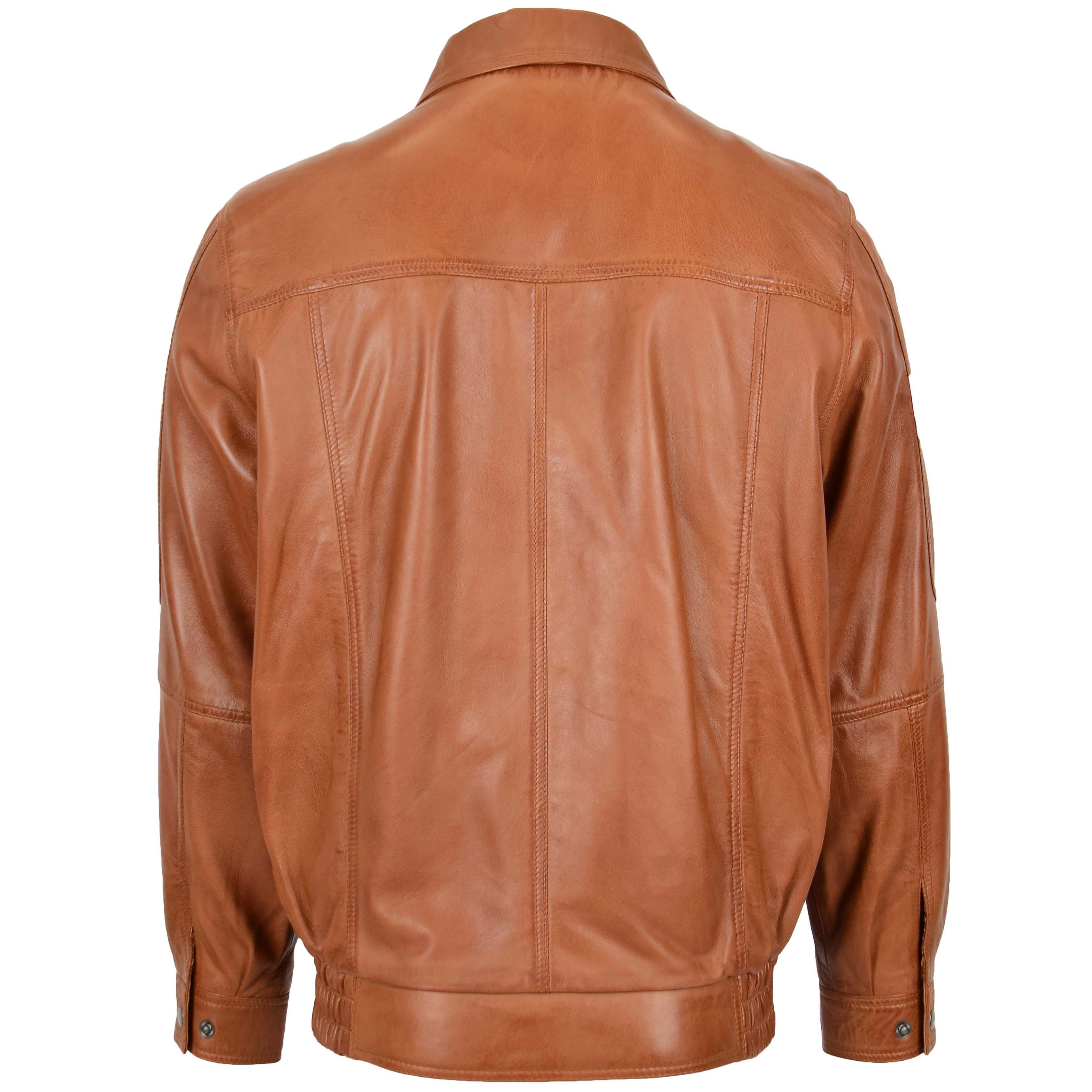 Mens Bomber Leather Jacket Classic Style Jim Dynamo Tan