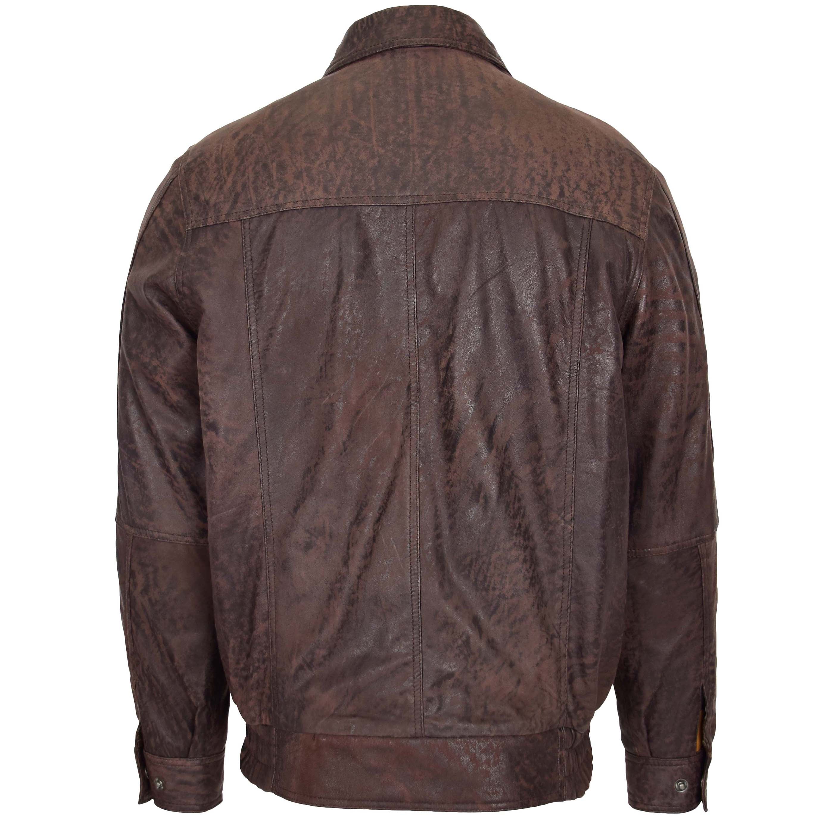 Mens Bomber Leather Jacket Classic Style Jim Topaz Brown Nubuck