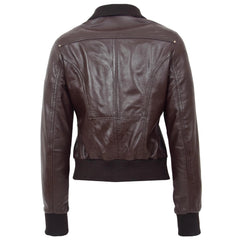 Womens Leather Classic Bomber Jacket Motto Topaz Brown