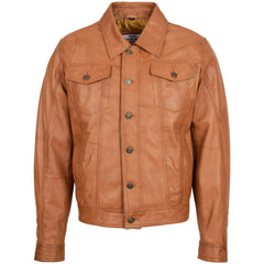 Mens Leather Lee Rider Casual Jacket Terry Crimson Tan