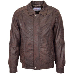 Mens Bomber Leather Jacket Classic Style Jim Topaz Brown Nubuck