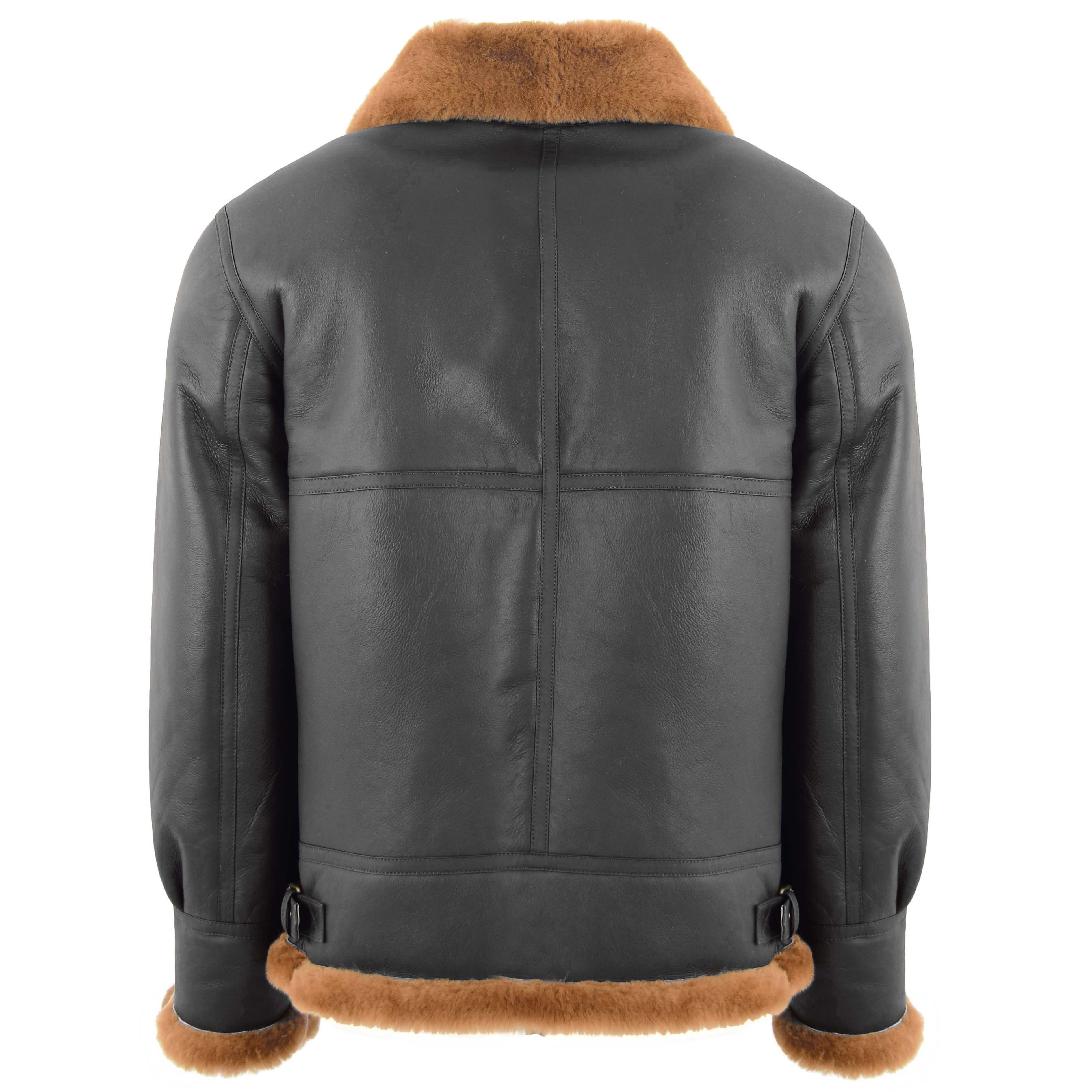 Men's Classic B3 Original Sheepskin Leather Bomber Jacket Topaz Brown Ginger