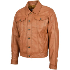 Mens Leather Lee Rider Casual Jacket Terry Crimson Tan