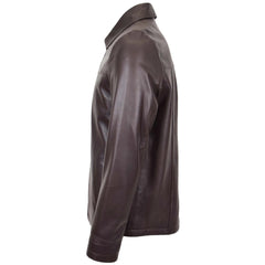 Mens Leather Zip Box Harrington Jacket James Topaz Brown