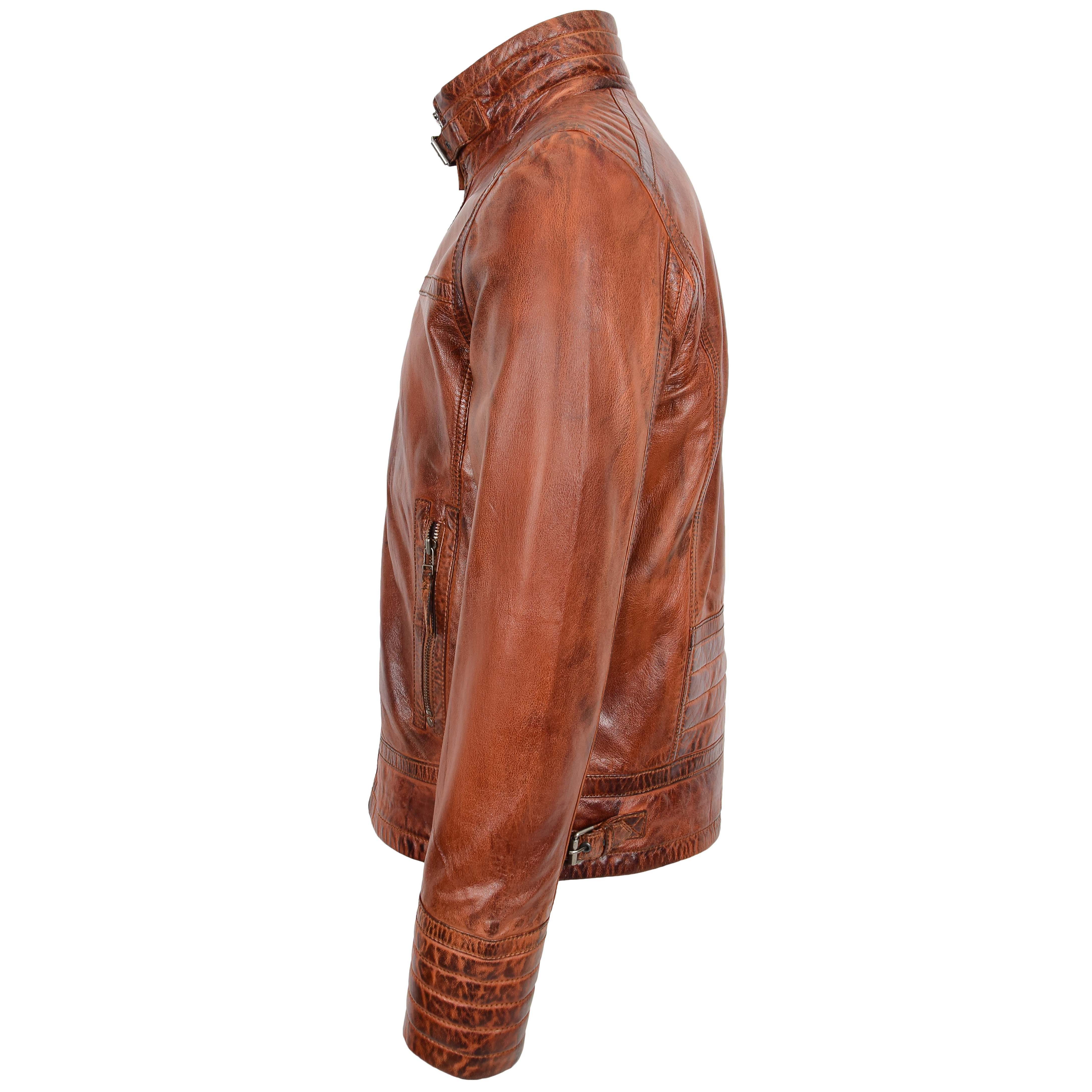 Mens Real Leather Sherpa Lined Jacket Alfie Topaz Brown