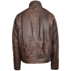 Mens Leather Urban Biker Style Jacket Hugo Topaz Brown Vintage