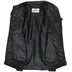 Mens Soft Leather Casual Plain Zip Jacket Matt Onyx Black.