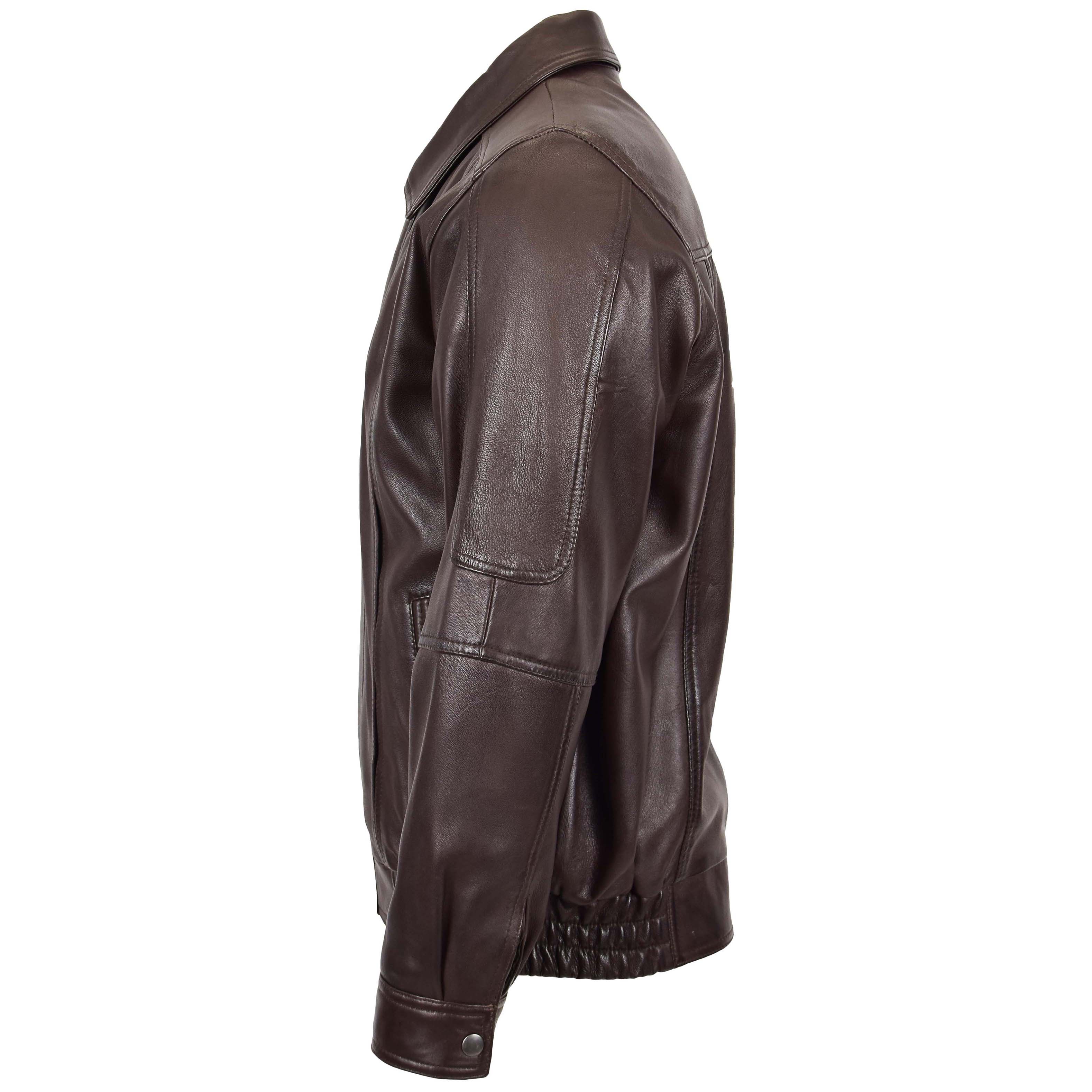 Mens Bomber Leather Jacket Classic Style Jim Topaz Brown Nappa