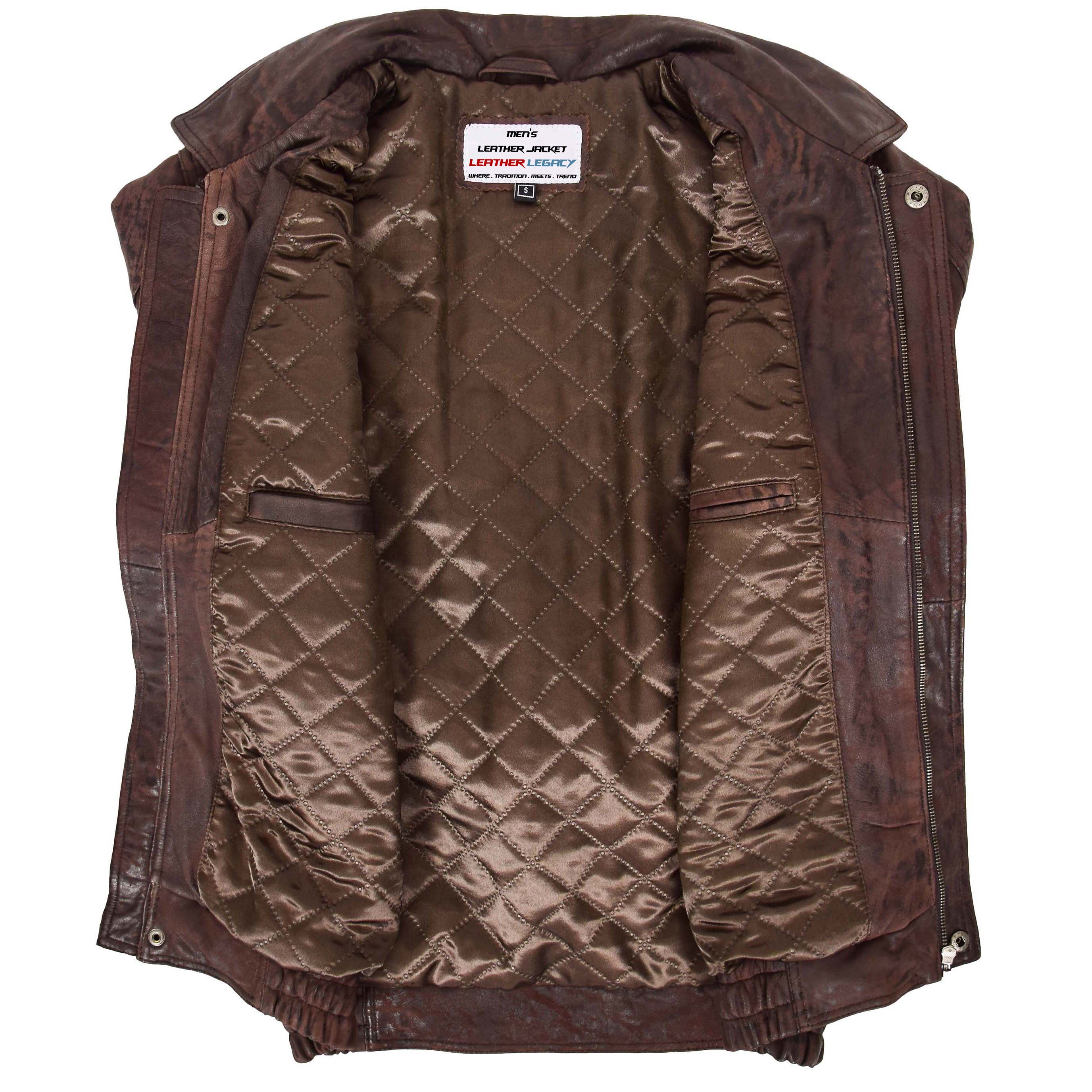 Mens Bomber Leather Jacket Classic Style Jim Topaz Brown Nubuck