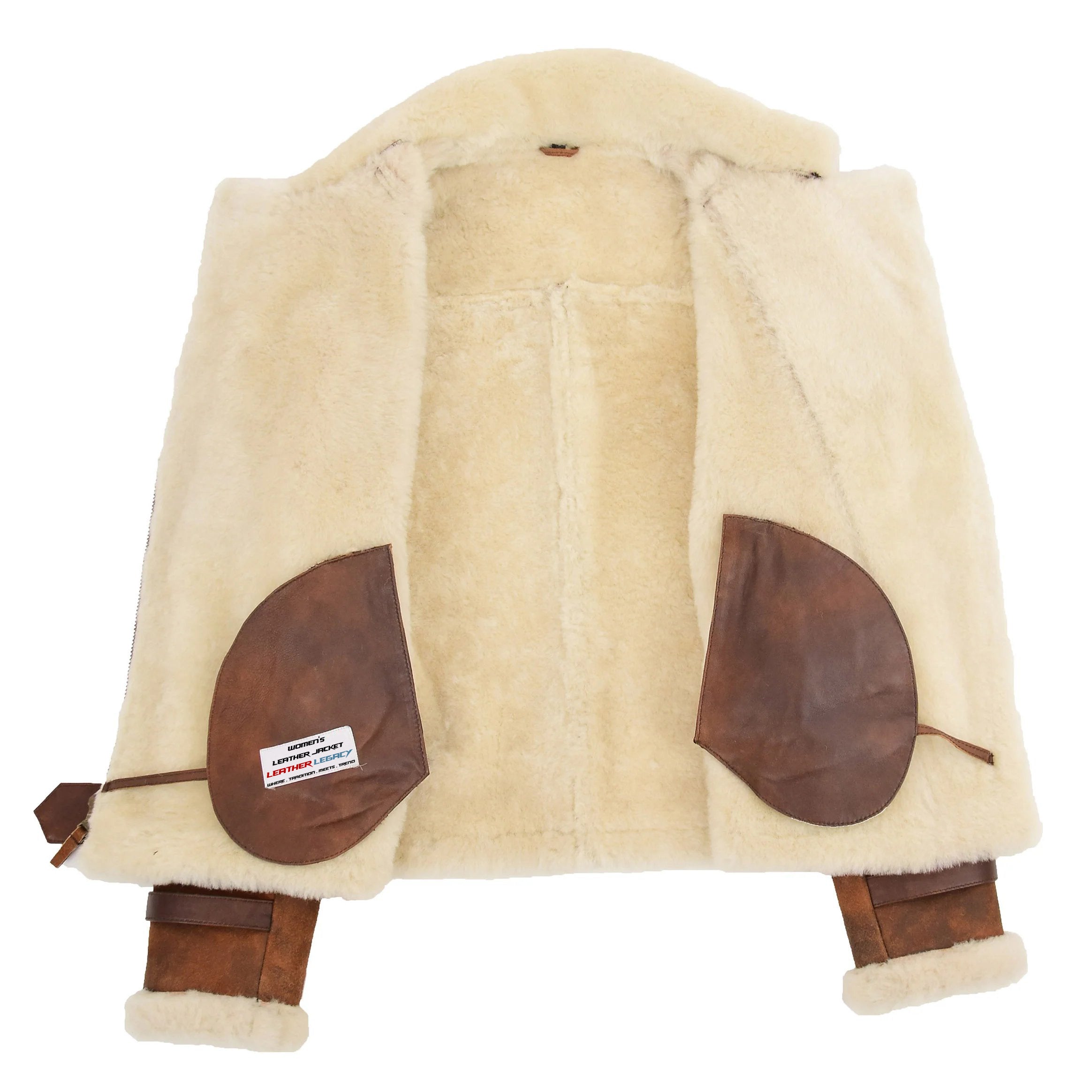 Womens Sheepskin Aviator Cross Zip Pilot Jacket Topaz Vintage Brown