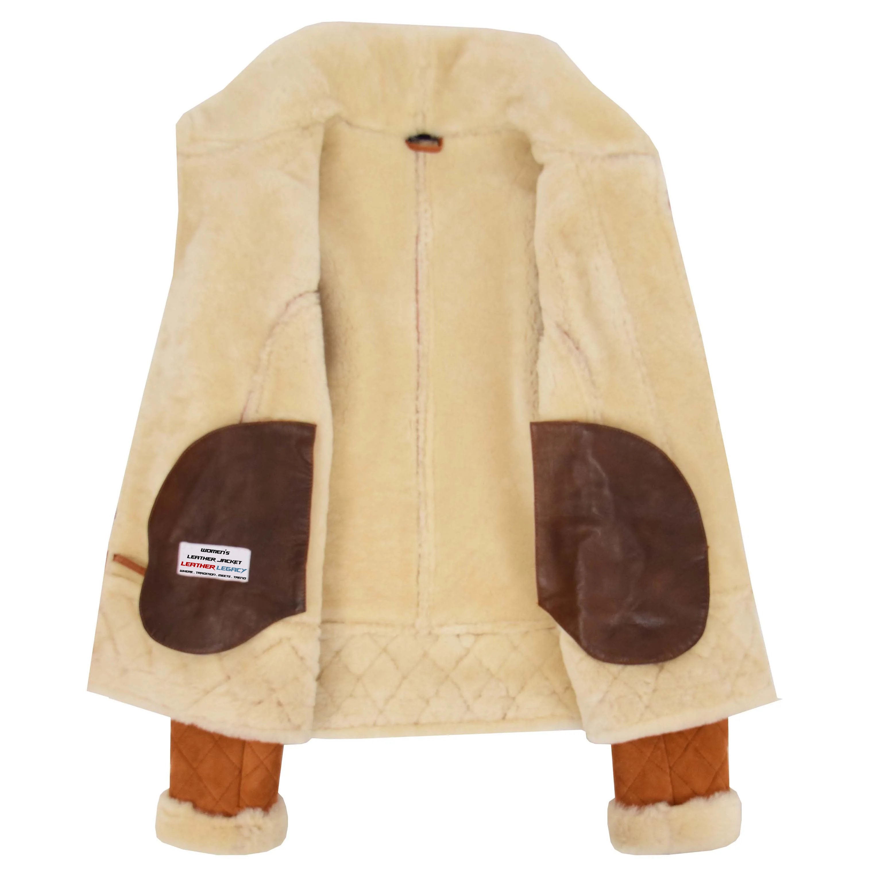 Womens Merino Sheepskin Aviator Jacket Crimson Tan