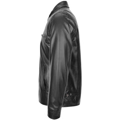 Mens Soft Leather Plain Zip Box Casual Jacket Frank Onyx Black